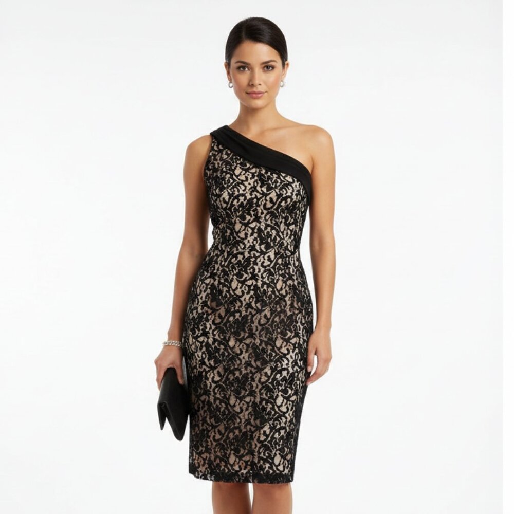 The Limited Black Lace 1 Shoulder Sleeveless Midi Dress 8